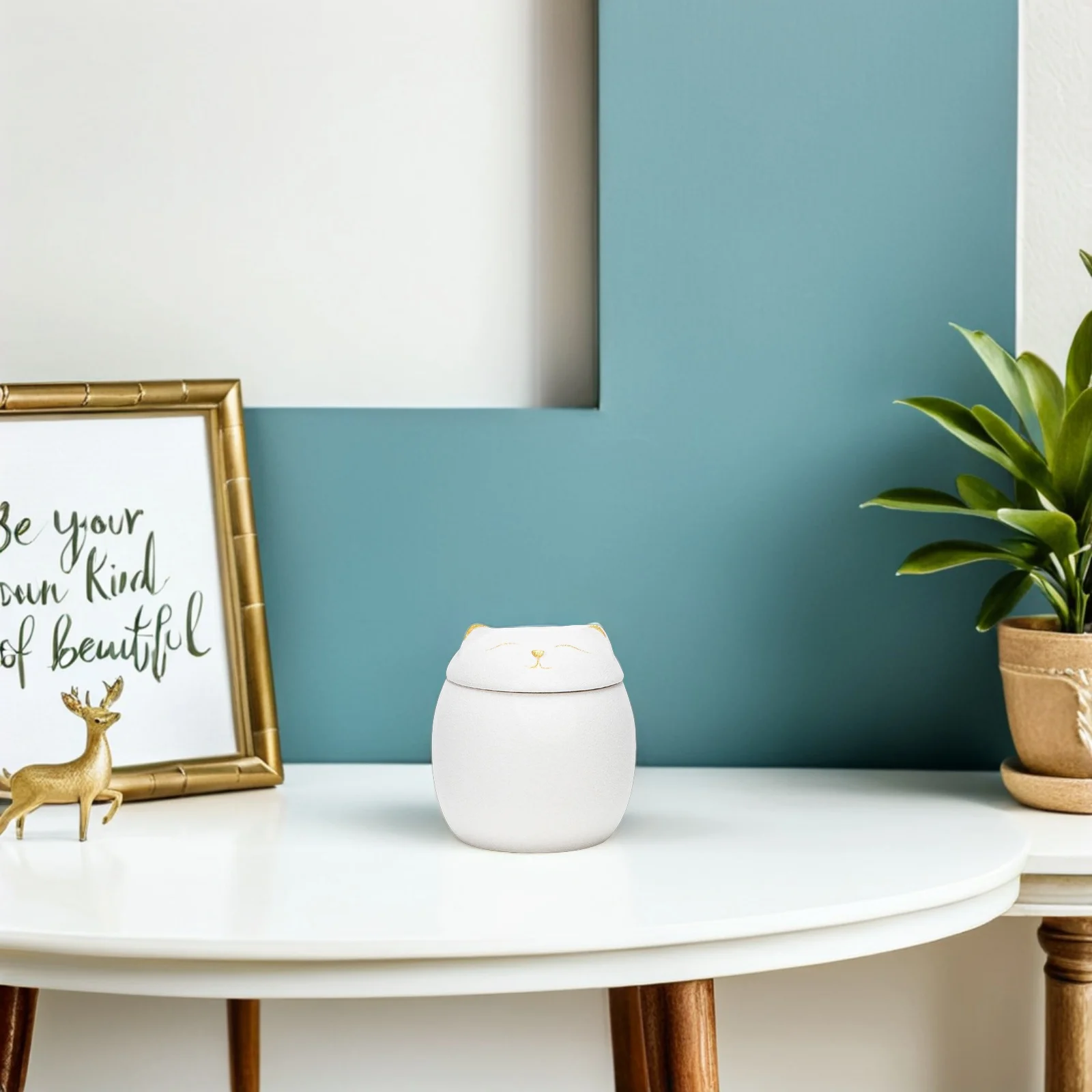 

Kitten Design Storage Canister Ceramic Tea Jar Kitchen Container Aesthetic Lifelike Fine Grinding Comfortable Holding