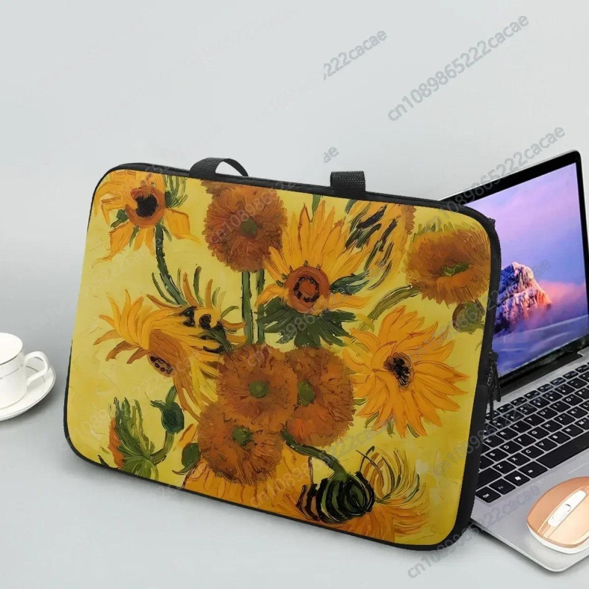 Laptop Bag Van Gogh Oil Painting Sunflower Designer Tablet Sleeve Cases for 10 12 13 15 17Inch PC Handle Handbags Shockproof New