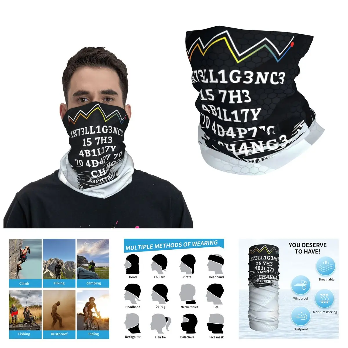 Precise Bandana Neck Cover Motorcycle Club Lntelligence is the ability to adapt to change Face Scarf Cycling Face Mask Hiking