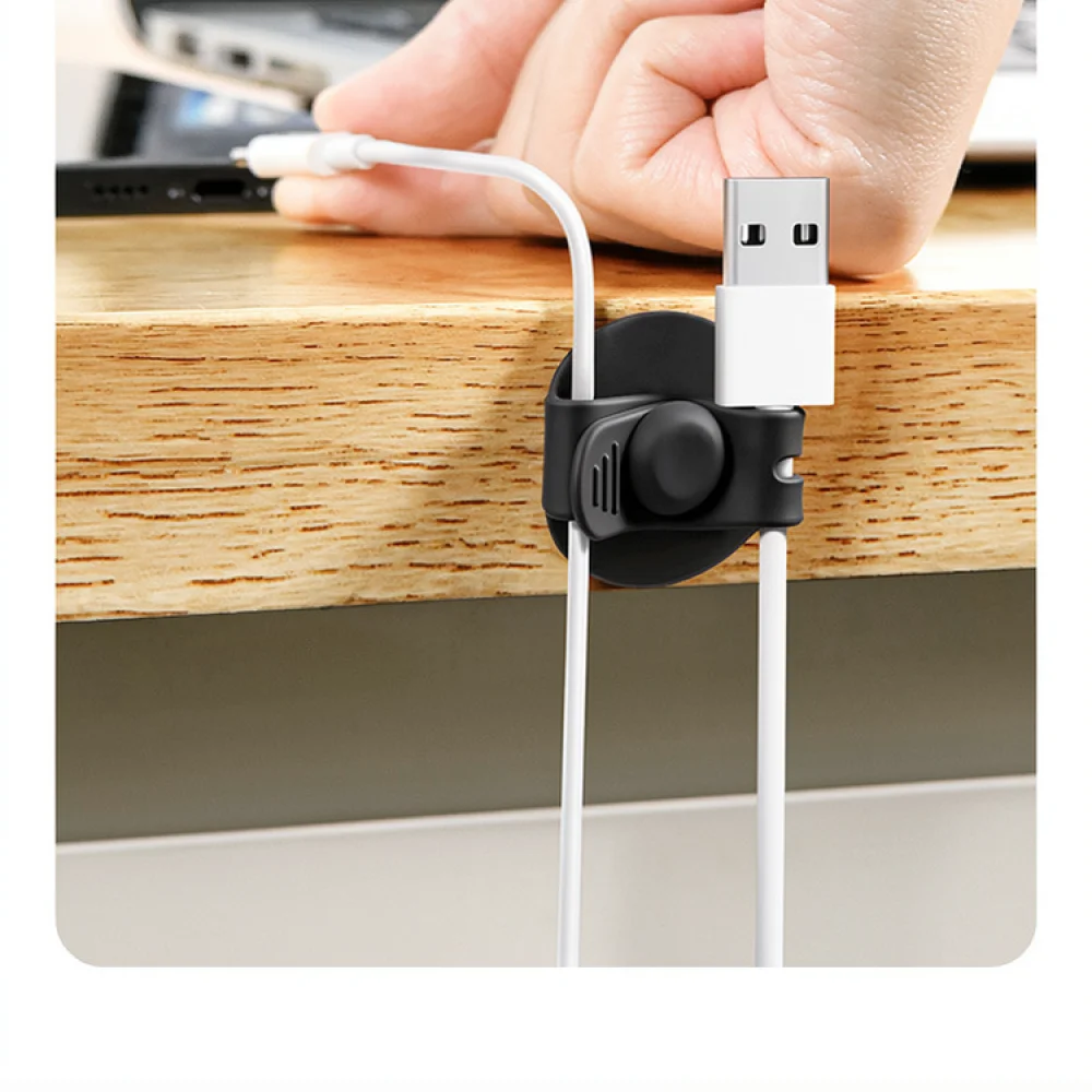 Soft Silicone Cable Management Ties Adjustable Cord Winder For Desktop Office Charging Data Wire Organizing Kit