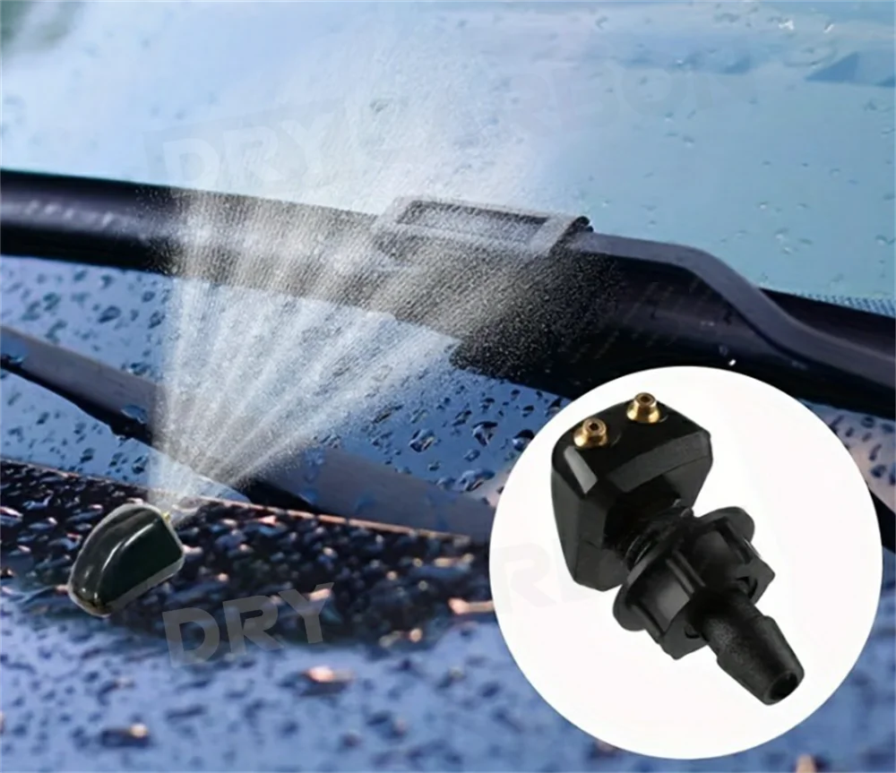 2 قطعة ممسحة زجاج السيارة الأمامي غسالة رذاذ فوهة يناسب معظم نماذج السيارات سيارة ثقوب مزدوجة فوهة غسالة الزجاج الأمامي رذاذ الماء #6