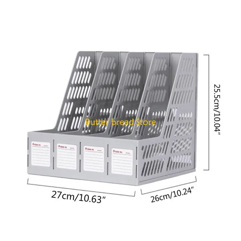 W89C Document Folder Magazine Large Capacity File Holder with 4 Compartment