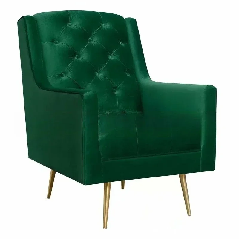 Nordic fabric buckle soft bag single sofa furniture simple stainless steel clubhouse high back sofa chair