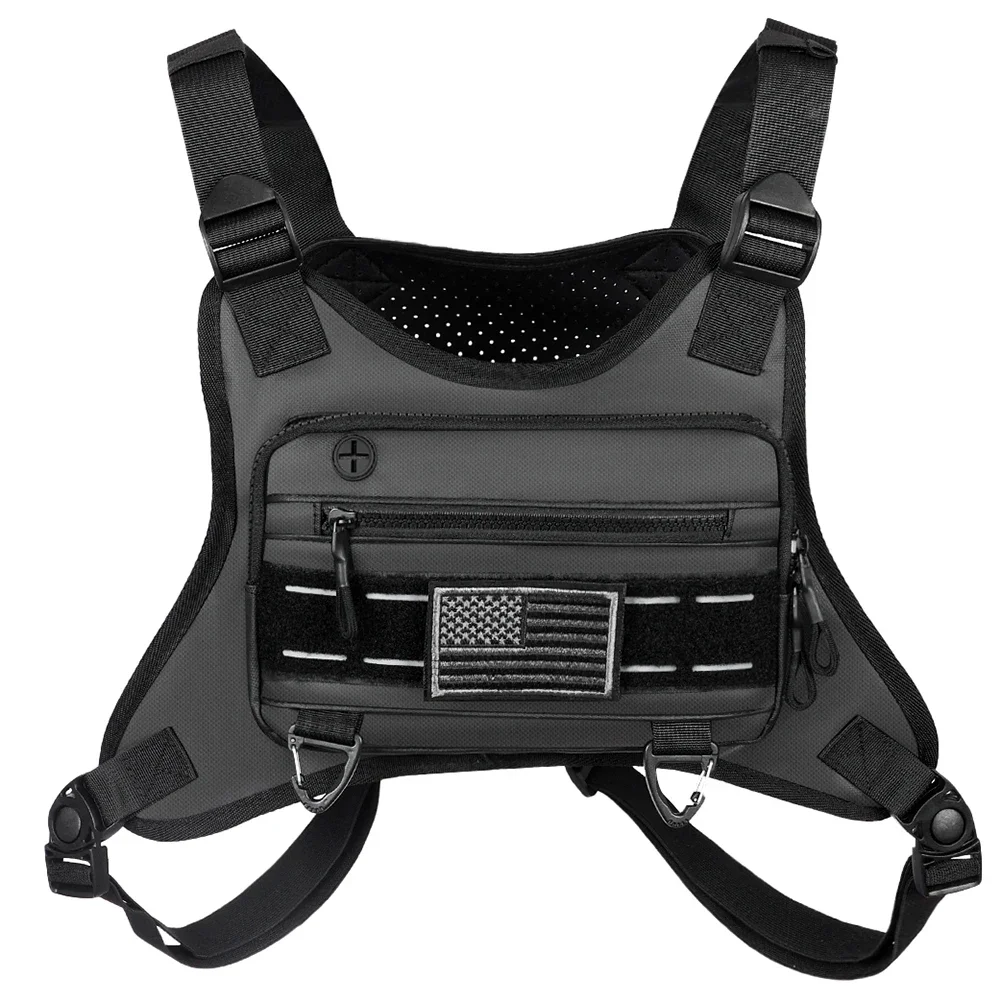 남녀공용 오토바이 가슴 가방, 반사 운동 가방, 전화 거치대, 야외 스포츠 사이클링 클라이밍, 남자 조끼 가슴 가방