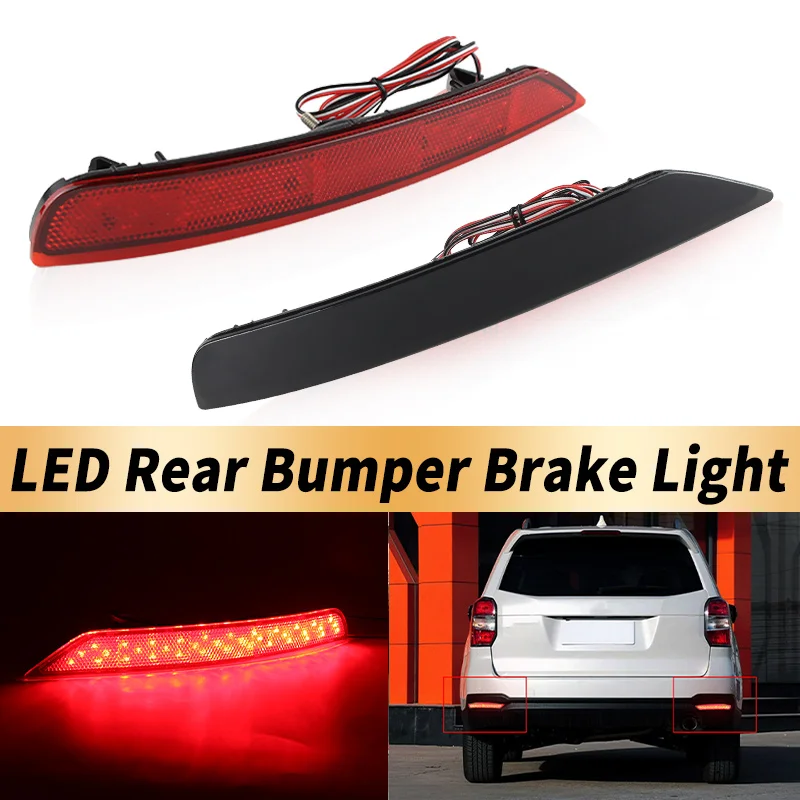 2PCS For Subaru Forester 2009-2018 High Quality Car Rear Bumper Brake Lights Black & Red Lens Driving LED Taillight Stop Lamp