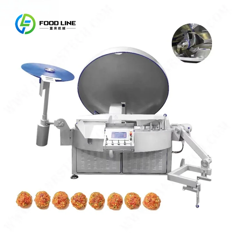 125L Heavy Duty Vacuum Bowl Cutter, 304 Stainless Steel, 33KW Three Phase Automatic Inverter for Commercial Meat Processing
