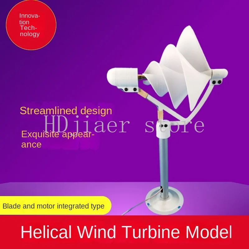 Turbin Angin Spiral Miniatur Model Tipe Archimedes Rose, Mulai Beroperasi dengan Angin, Eksperimen Sains, Menghasilkan Listrik dan Cahaya