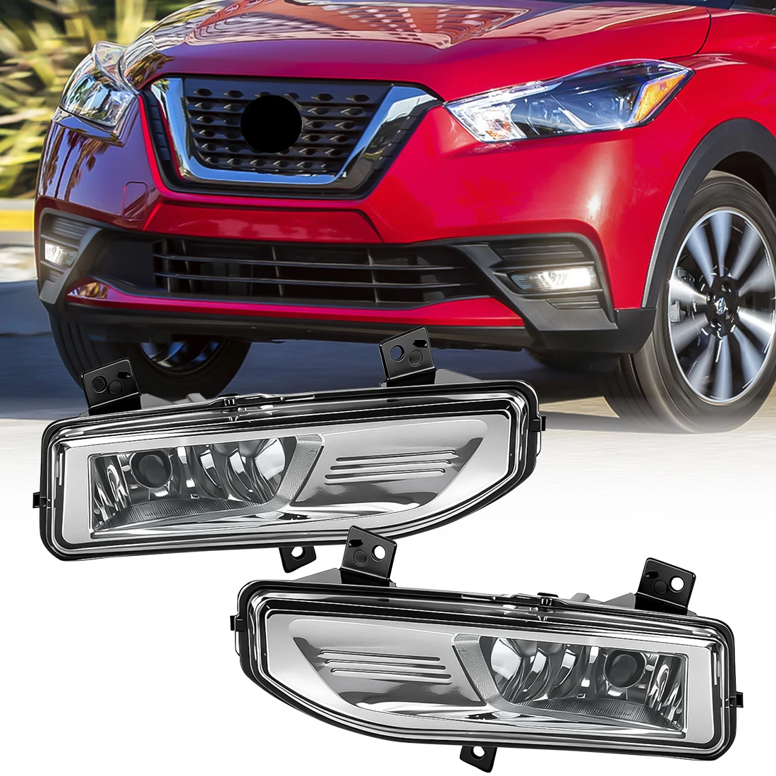 

LED Fog lamp For Nissan Sentra 2020 Qashqai 2019 2020 Xtrail Rogue Kicks 2017 2018 2019 2020 Halogen Front Fog Lamps Glass Shade