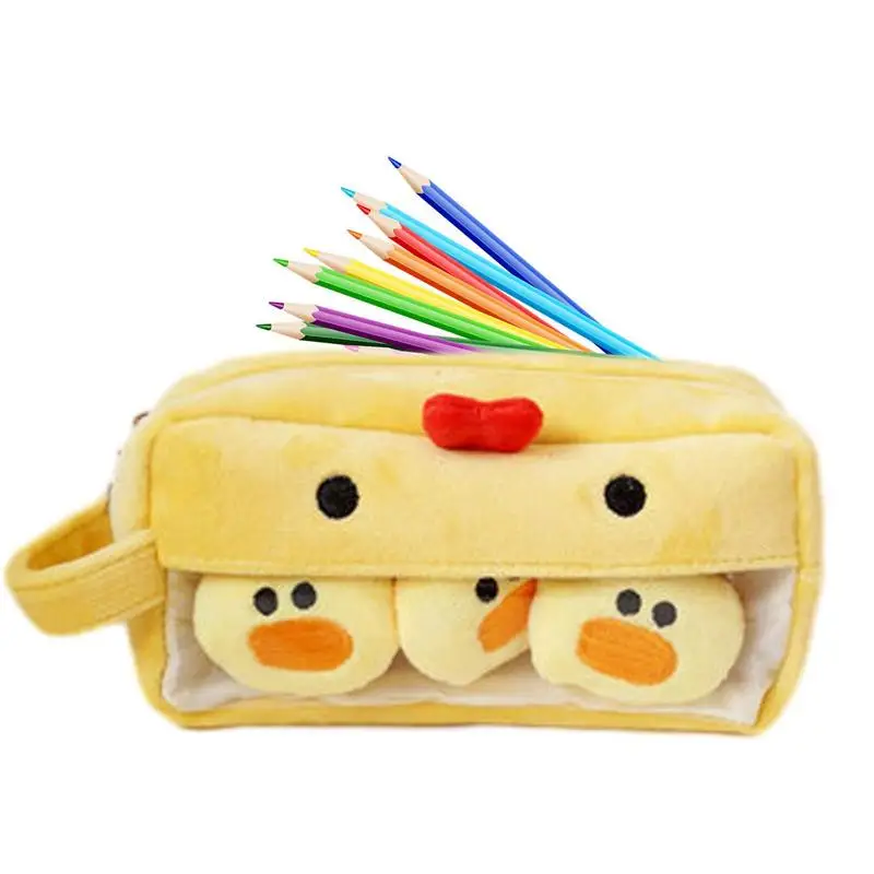 Lápis Bolsa para a Escola, Plush Papelaria Bag, Pencil Storage, Holder Bag, Material Escolar, Papelaria Box para Bússolas Marcadores