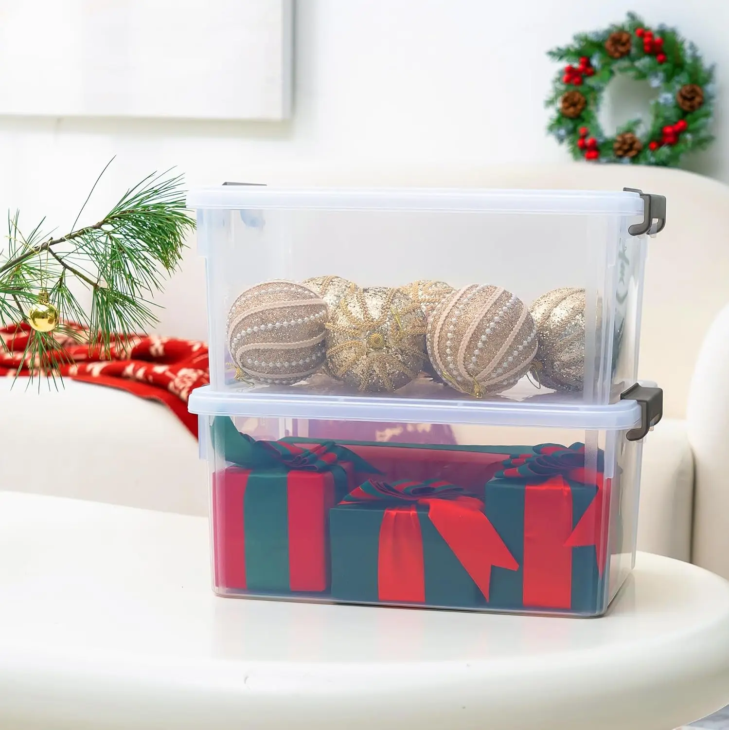 4-Pack Clear Stackable Storage Bins with Lids, 17 QT Capacity for Home Organization