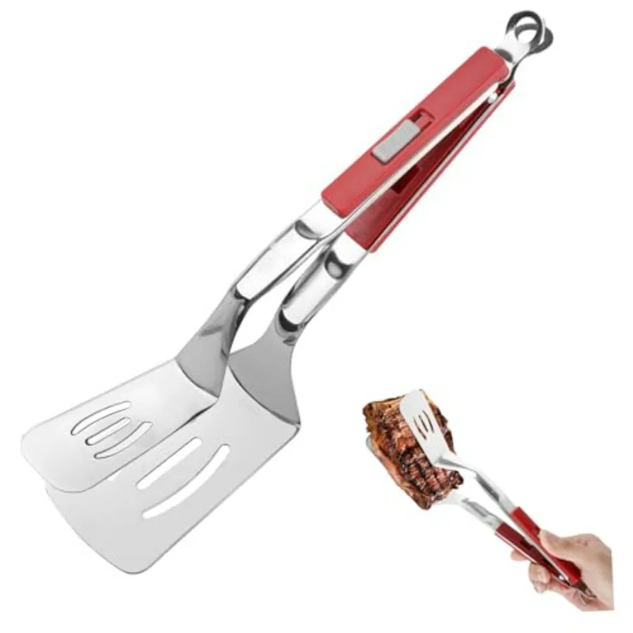 Anti-Scald Extended Handle Spatula Tongs 11.6 Inch Multifunctional Stainless Steel Cooking Tongs Food Shovel Clamp for Flipping