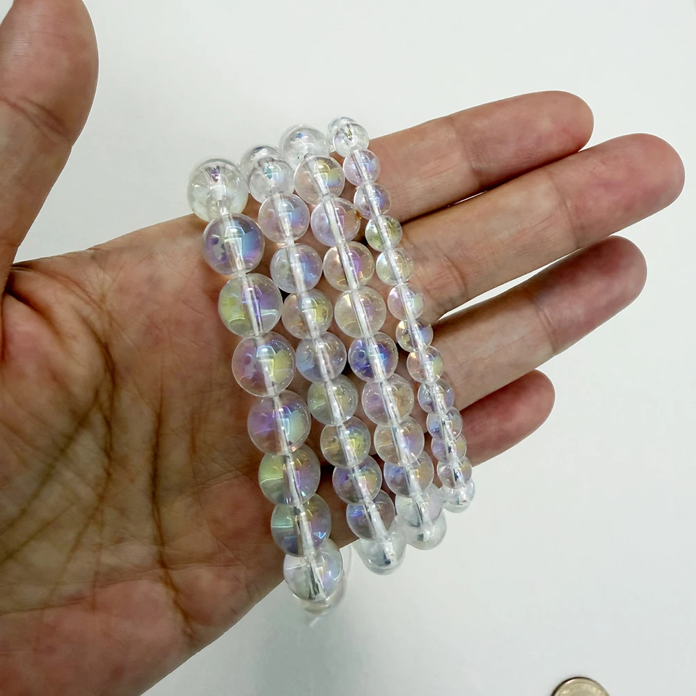 Natural Stone AB Shining K9 Clear Crystal Quartz Round Loose Beads 15