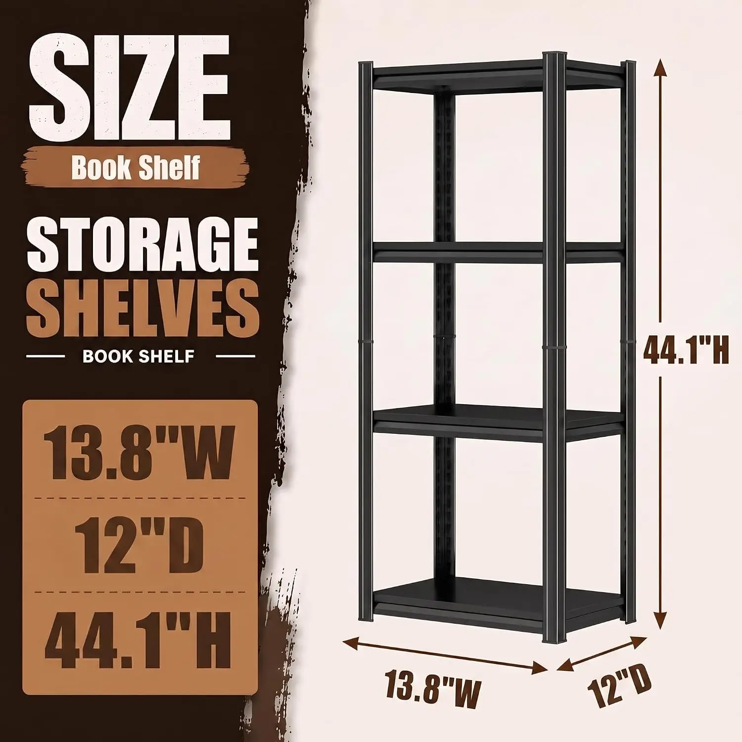 Heavy Duty 4 Tier Metal Shelf Adjustable Storage Rack Home Office 60x30x150cm, Customized