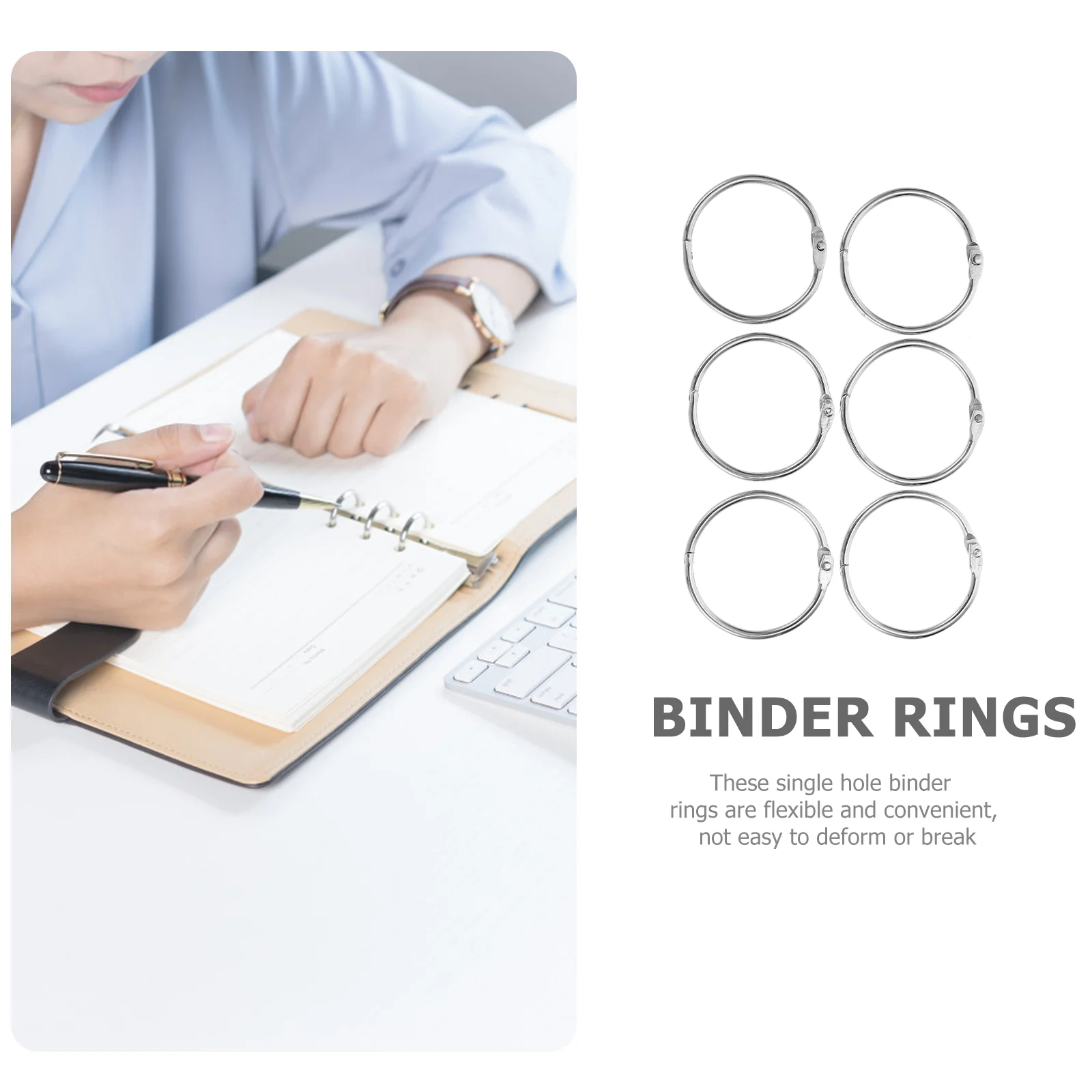 50 Pcs Ring Binding Lock Calendar Binder Rings for Flash Cards Iron Clips DIY Book Scrapbook Blinder Circles Silver Flexible