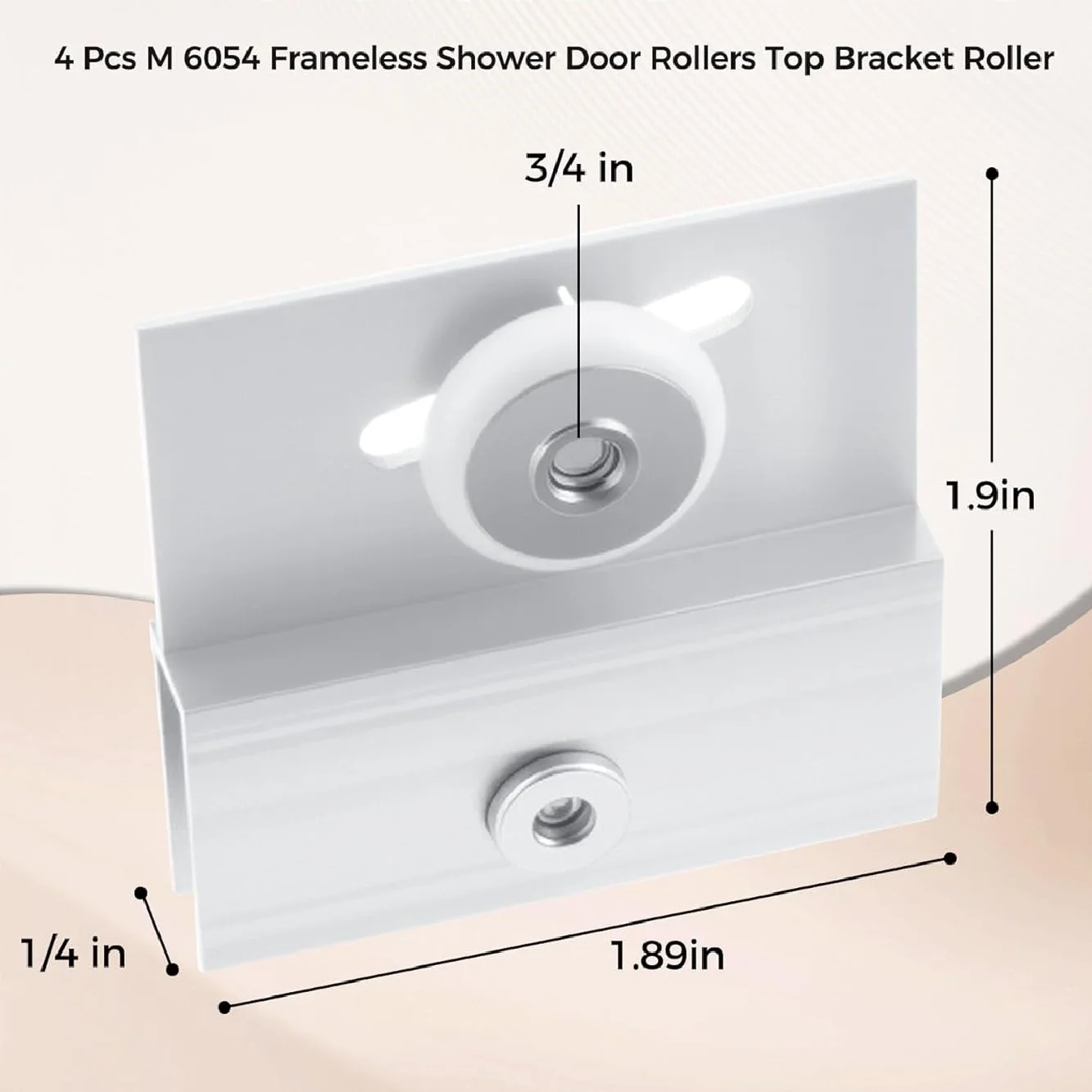 

4pcs Frameless Shower Door Rollers Sliding Top Bracket Roller 3/4-Inch Round Plastic Wheel Aluminum Ball Bearing Replacement