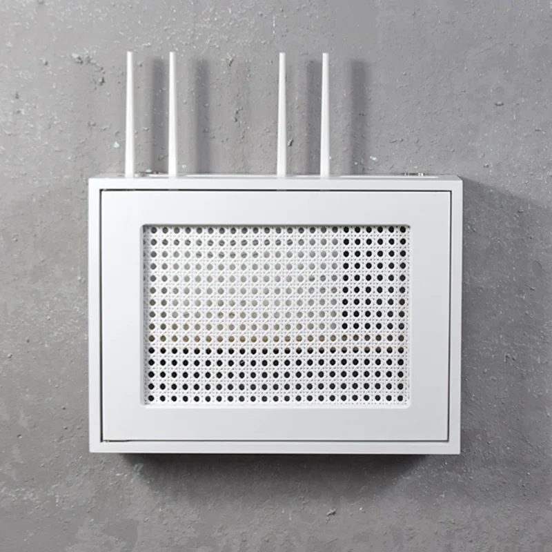 

No-Drill Wood Wier Router Optical Storage Box Wall-Mounted Multimedia Weak s Box Decorative Concealment