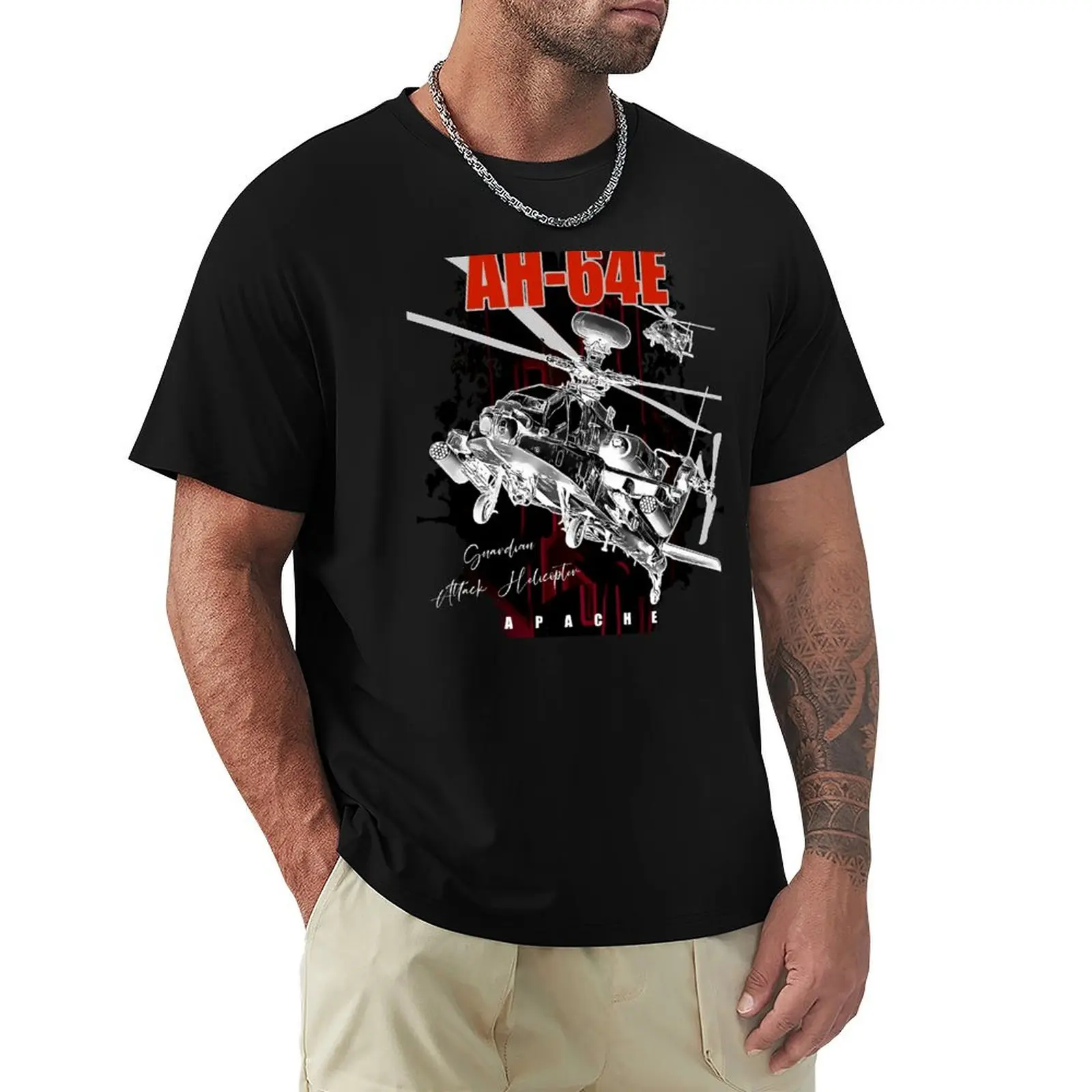 AH-64E Apache Guardian attack helicopter T-Shirt Basic Comfort Fit T-Shirt for Men