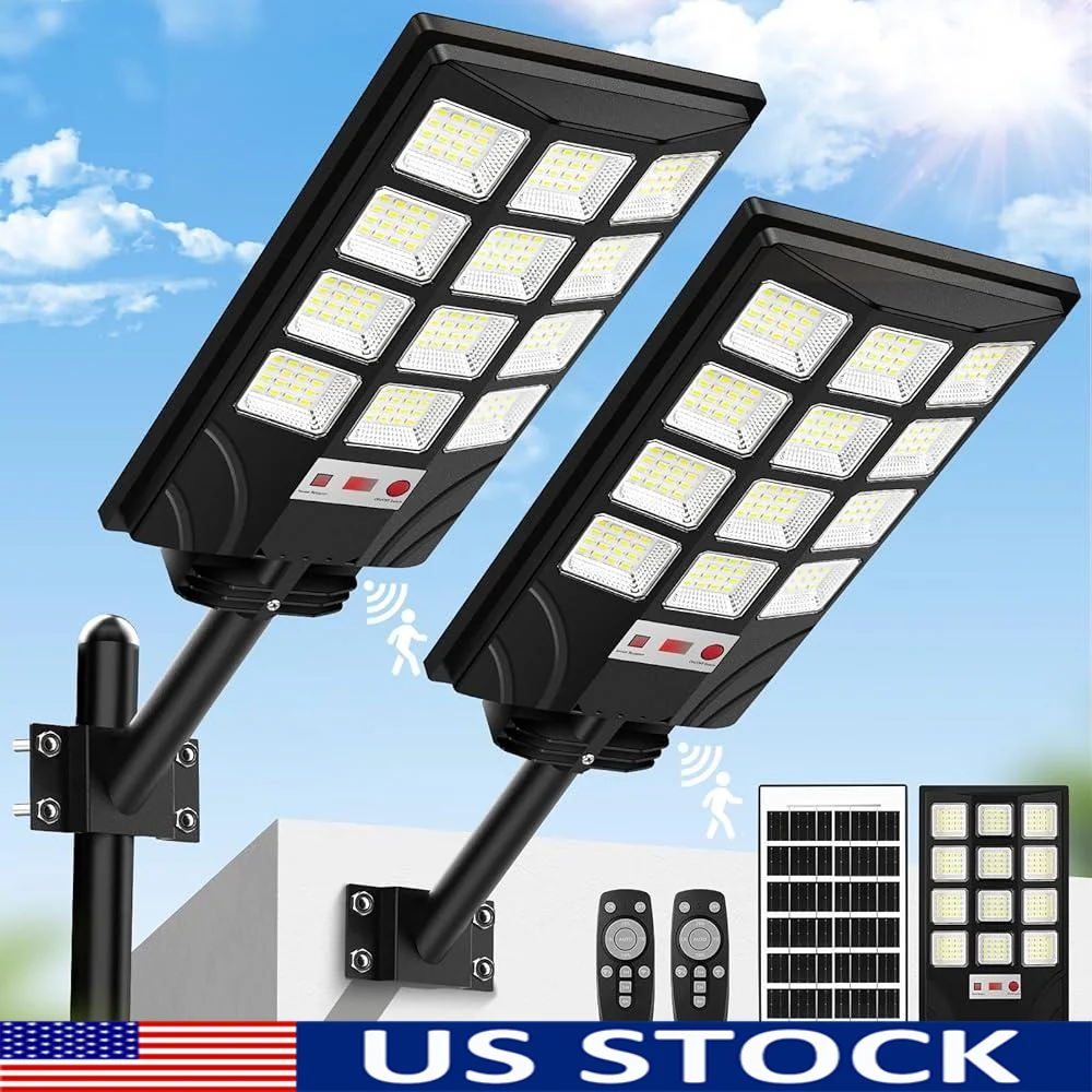 

Solar Street Light 20000LM Outdoor Motion Sensor Waterproof Dusk to Dawn LED Floodlight Solar Powered with Remote Control IP65