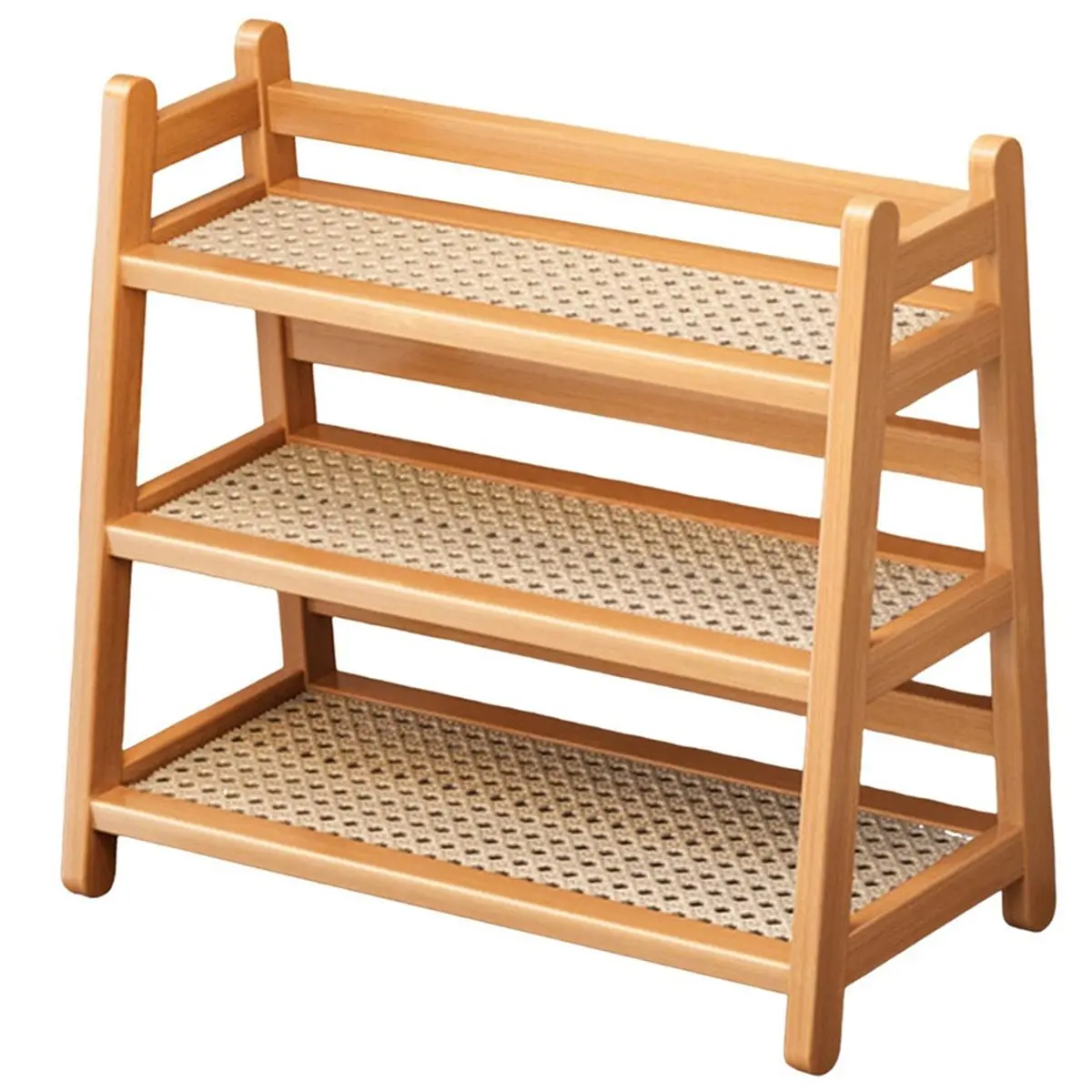 AB52 Coffee Syrup Organizer Rack 3 Tier Bamboo Multipurpose Seasoning Holder for Desktop Countertop Kitchen Vanity