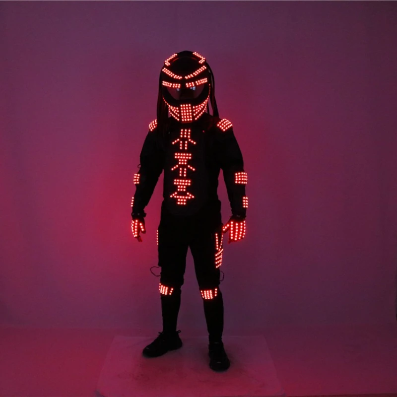 

LED Glowing Robot Men Costume Punk Outfit Bar Nightclub Stage Costume Party Stage Show Live Clothes Halloween Cosplay Suit
