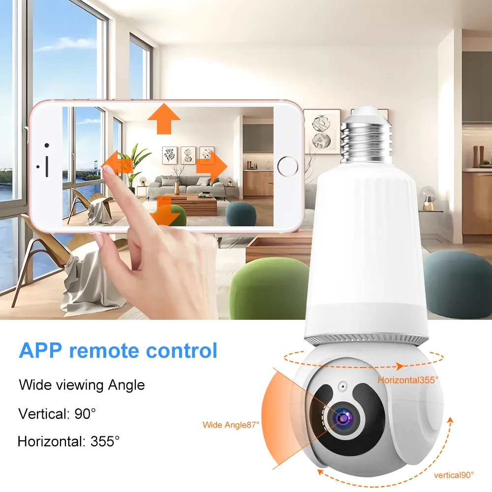 8MP E27 Bulb Camera Wifi Surveillance With LED Bulb CCTV PTZ AI Tracking Two-way Audio Night Vision 10X Zoom Wireless Cam 2 in 1