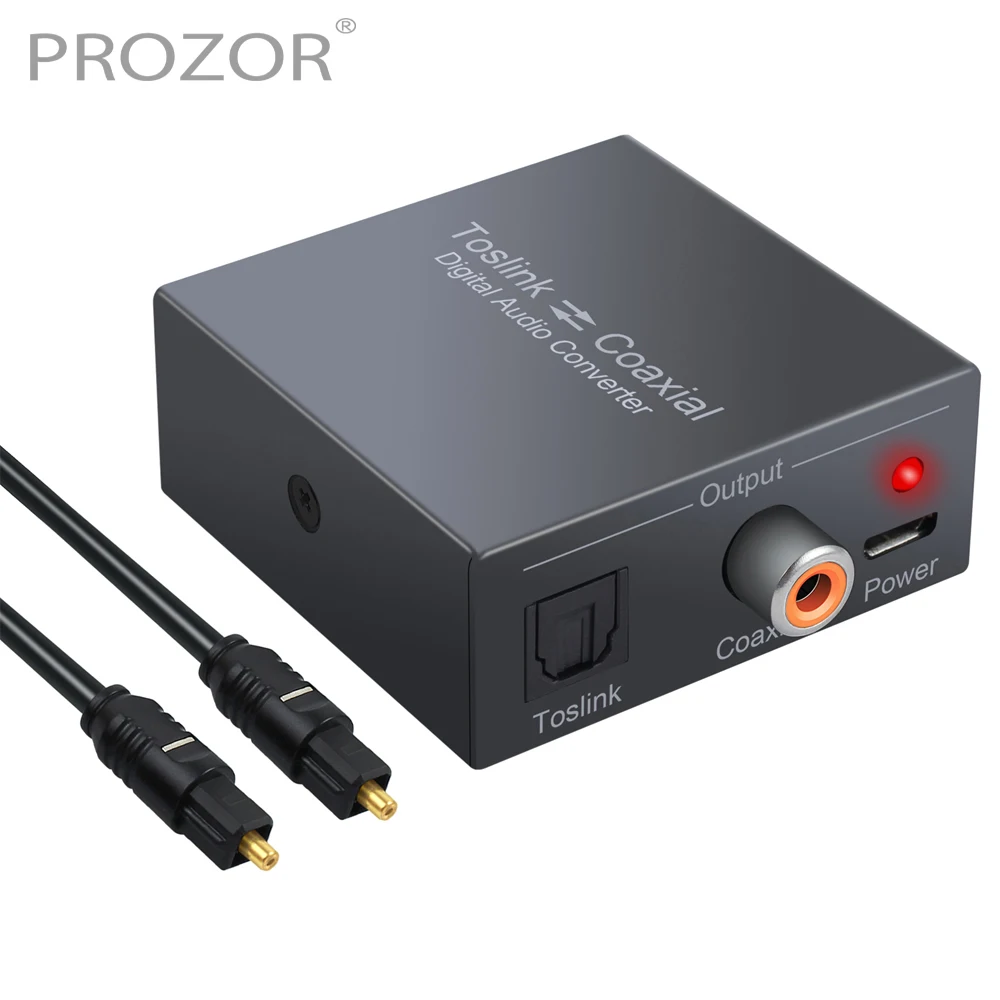 PROZOR Bi-Directional SPDIF & Coaxial Converter 192 KHz Digital Audio Converter SPDIF Coaxial and Toslink Optical Splitter