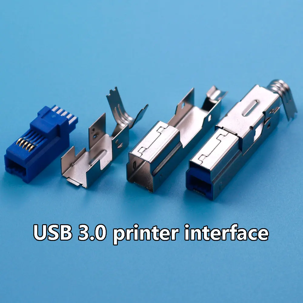 1Sets USB 3.0 soldered type B male AF3.0 plug long body USB printer interface DIY data connector three piece