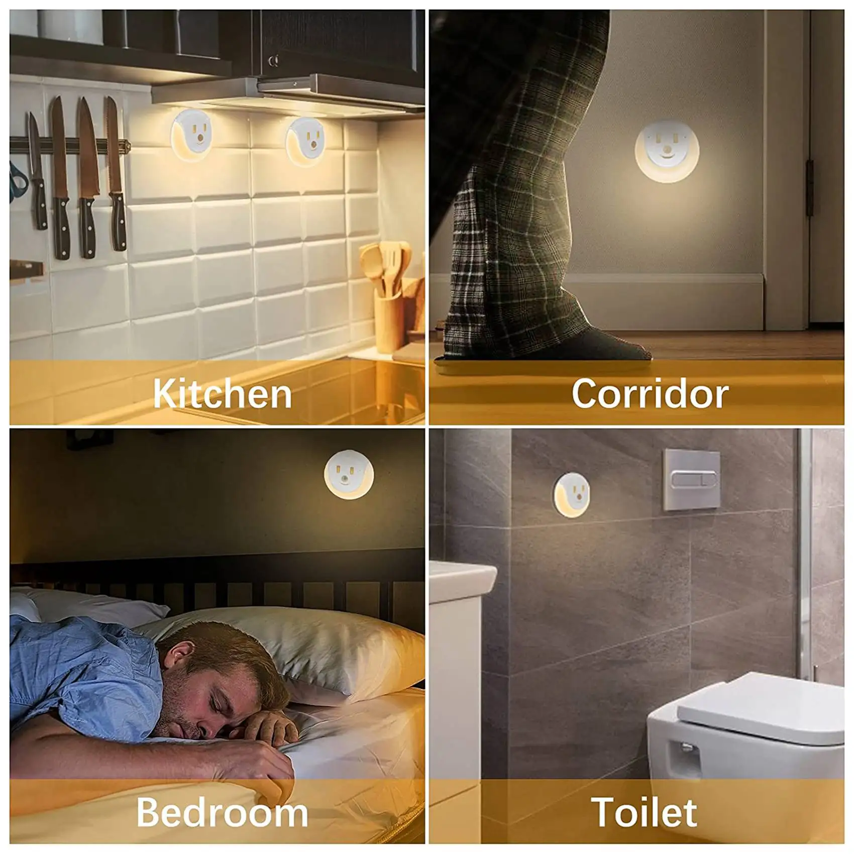 

HGSW-LED Night Light With Motion Sensor, Rechargeable USB Smile Night Lamp With 3 Modes, Light For Bedroom, Pack Of 2