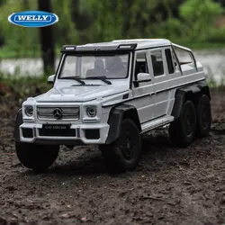 WELLY 1:24 Mercedes-Benz AMG G63 6x6 Tyre Alloy Car Model Diecast Off-Road Vehicle Car Model Simulation Collection Kids Toy Gift