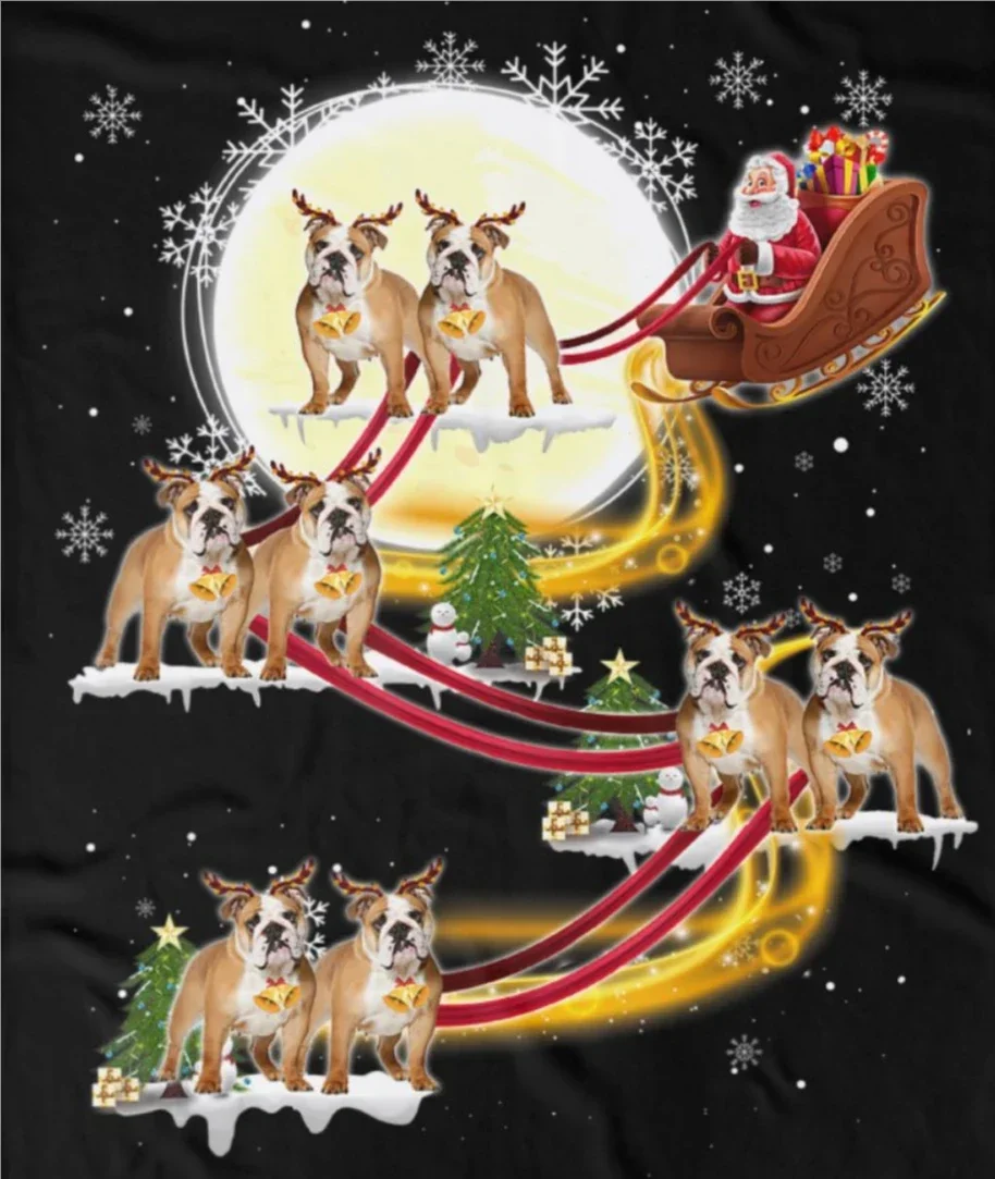 Funny Christmas Santa Claus Riding Bulldog Dogs Xmas gift T-Shirt 100% Cotton O-Neck Short Sleeve Casual Mens T-shirt Size S-3XL