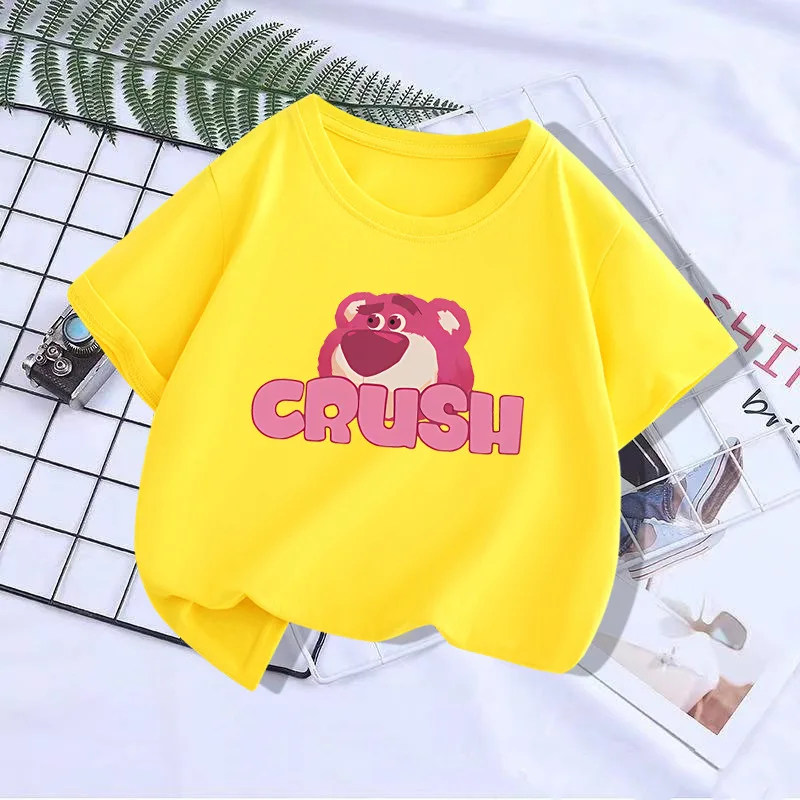 Children Clothes girl Summer Cute Lotso T-shirt Baby Boys Cartoon Tshirts Toddler Girls Lots-o\'-Huggin\' Bear Short Sleeve ﻿