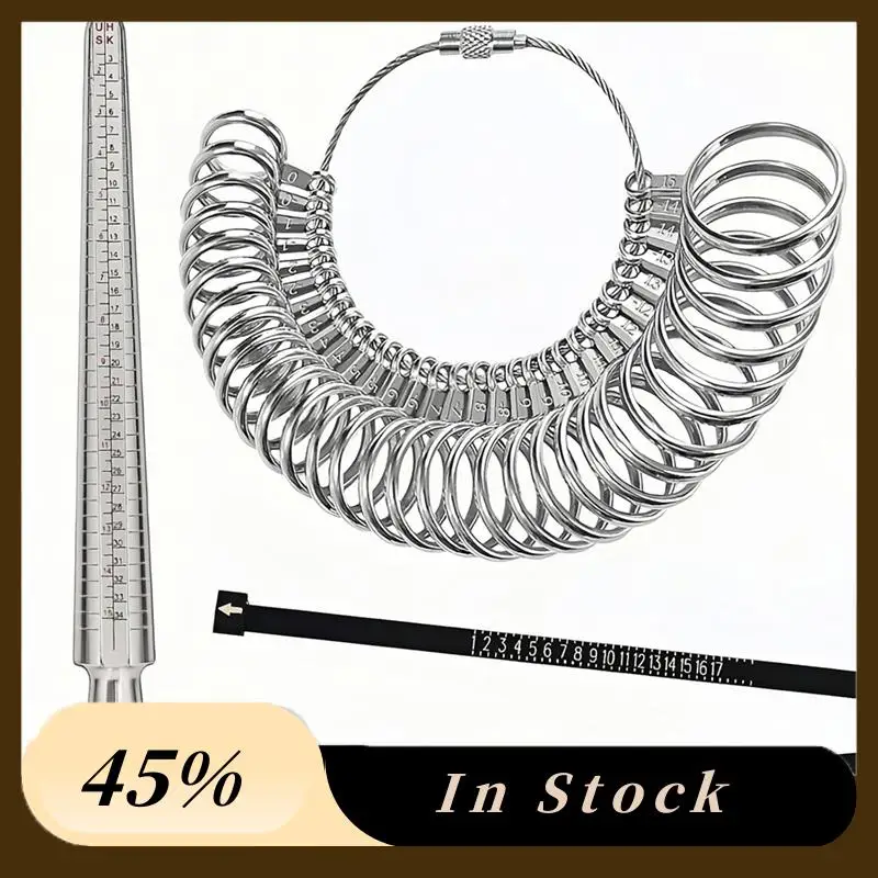 A60Z4-Piece Metal Ring Sizer Jewelry Making Tool For Accurate Ring Measurement, Finger Sizing Gaugemay