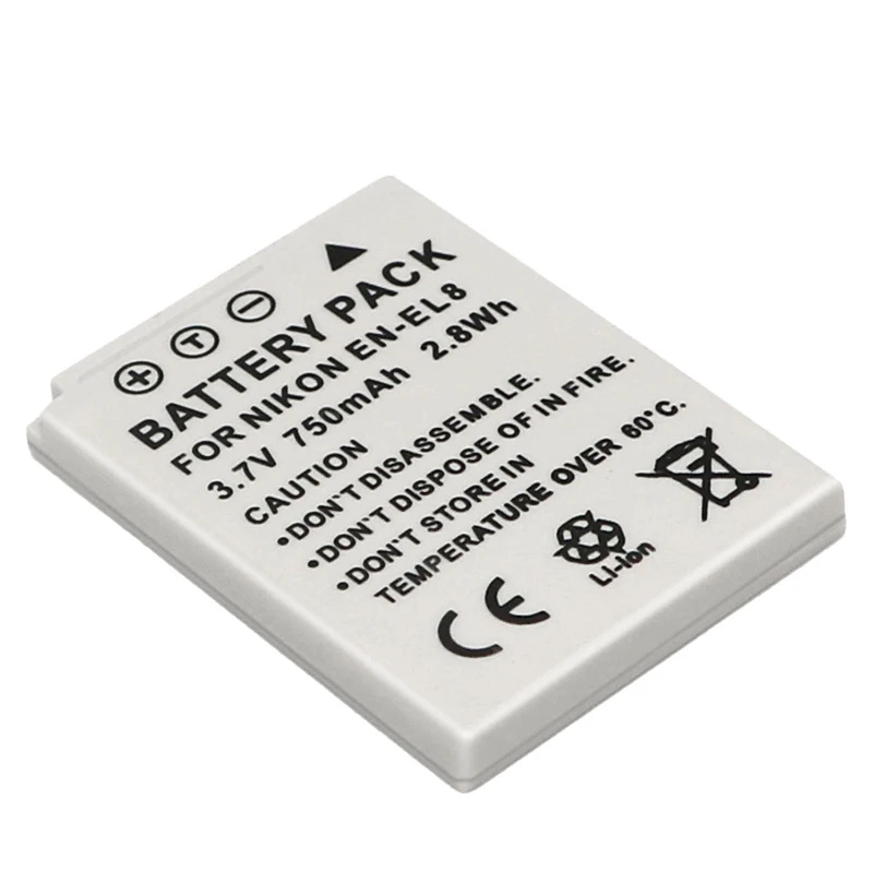 EN-EL8 Camera Battery ENEL8 750mAh Rechargeable Batteries For Nikon COOLPIX P1 P2 L1 L2 S1 S2 S3 S4 S5 S6 S7 S7C S8 S9 S51 S50