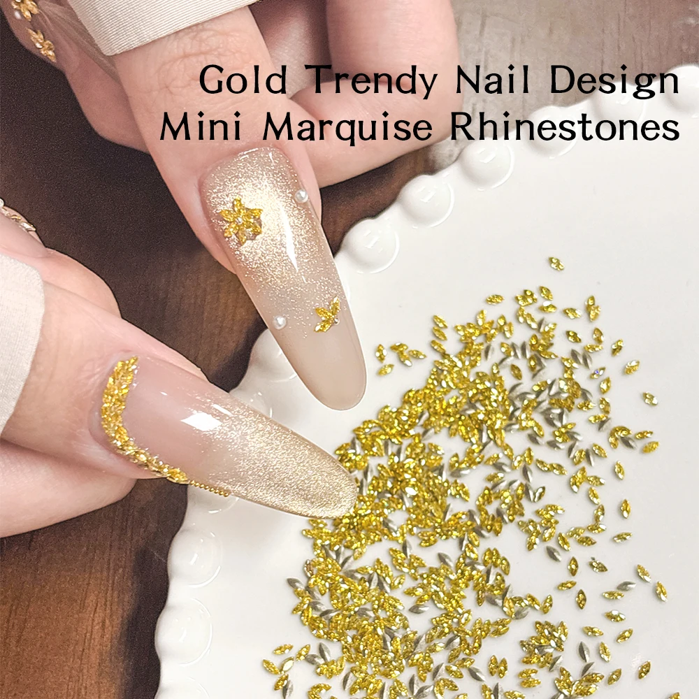 ゴールドミニホースアイドリルマルチサイズ尖った底模造クリスタルストーンネイルデコレーションアクセサリー手作りネイルデコレーション