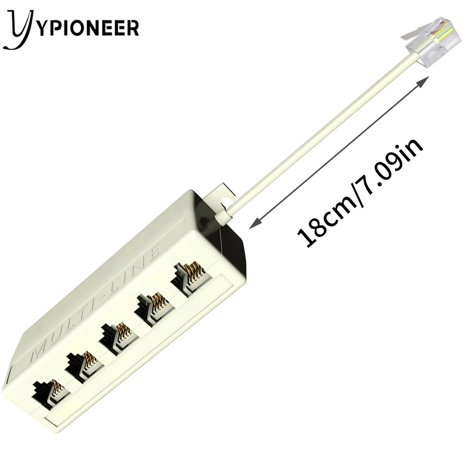 YPioneer T10027 RJ11 Jack 5 Way Outlet Telephone Phone Modular Line Splitter Plug Adapter 6P4C