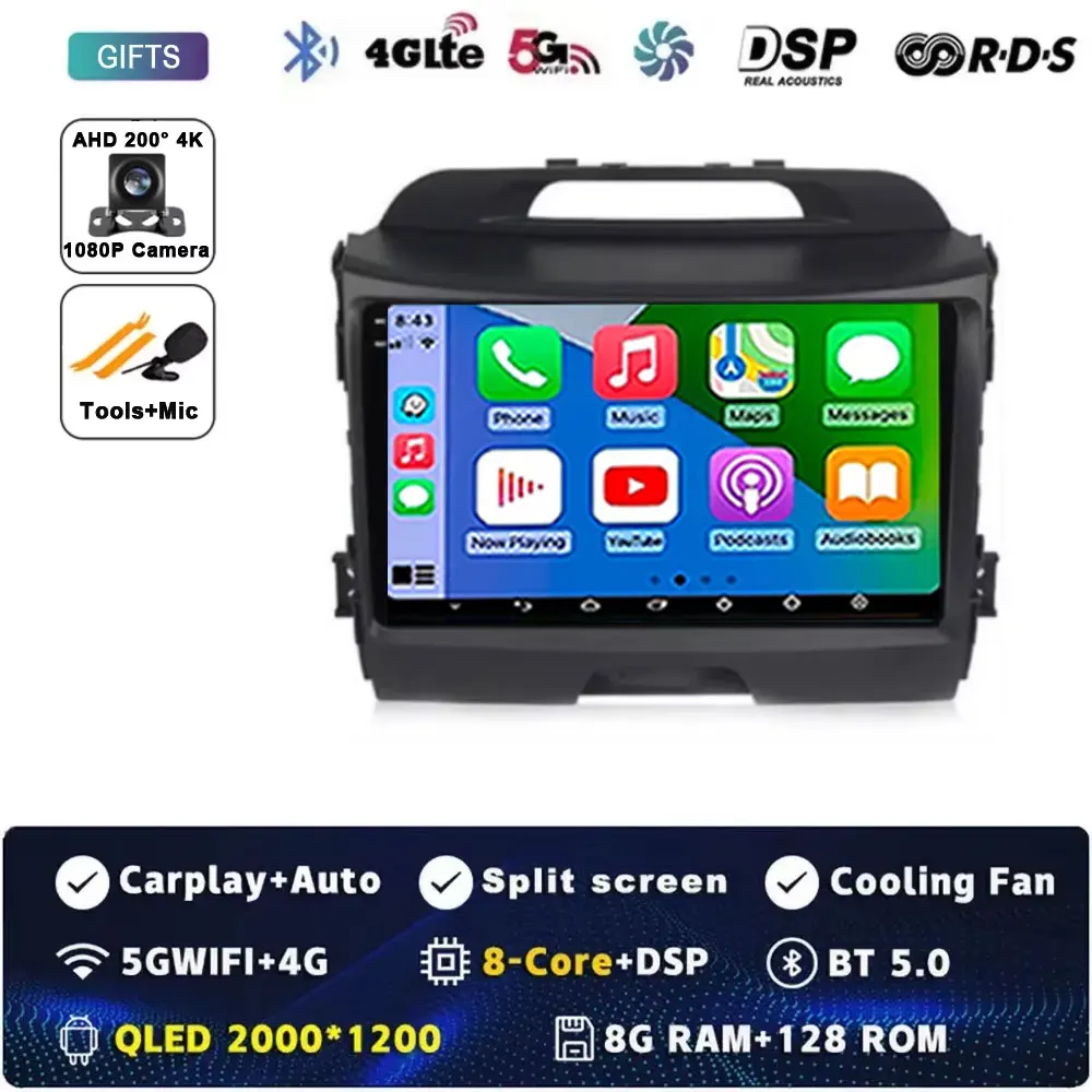 Voor KIA Sportage 3 Sportage R 2010-2016 Android 15 Autoradio Android Carplay Multimedia Speler autoradio 4G wifi Qualcomm 2din