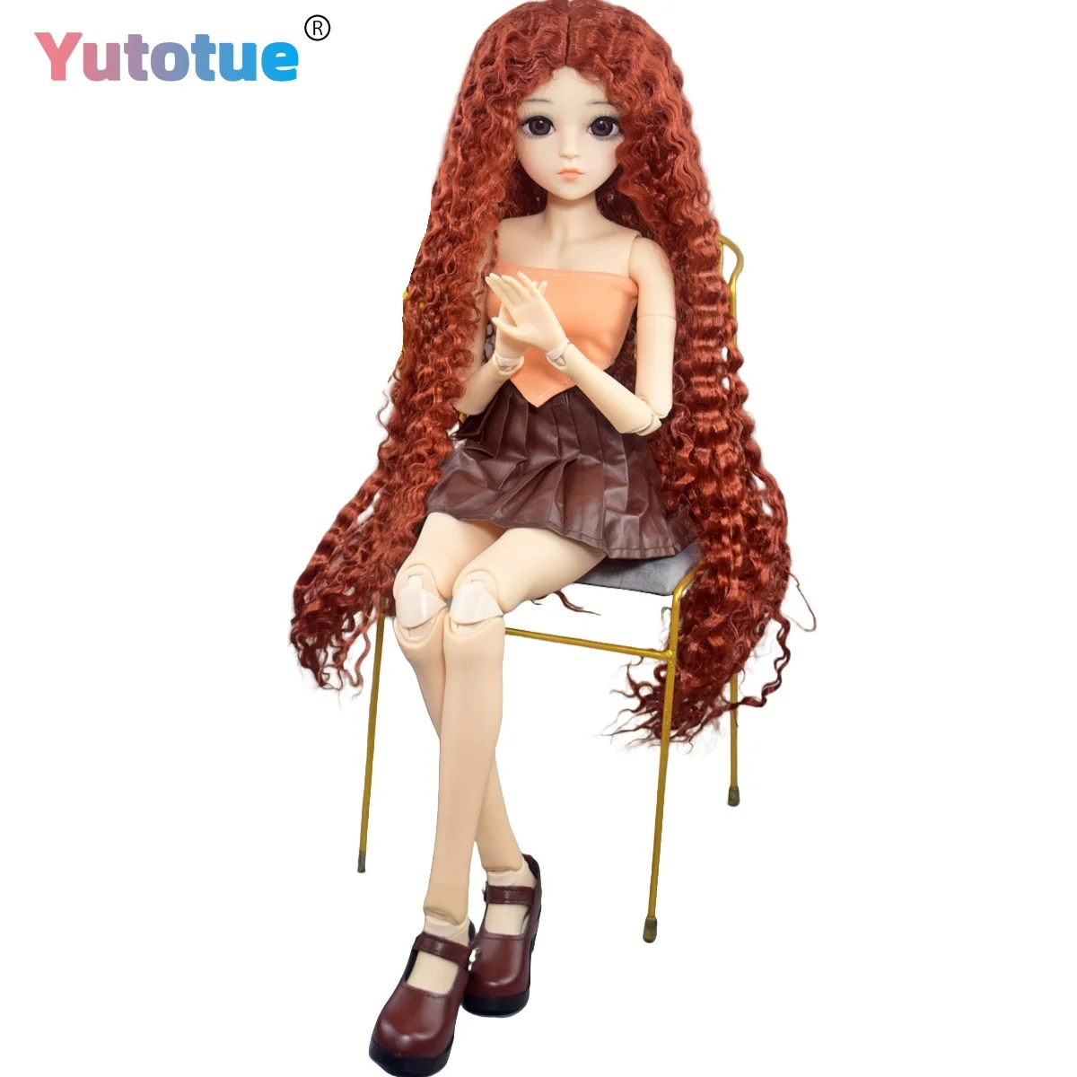 

YUTOTUE 60 см, кукла для девочек, игрушка, вьющийся парик, жилет, юбка, обувь, полный комплект, съемная кукла 1/3 BJD, подарок