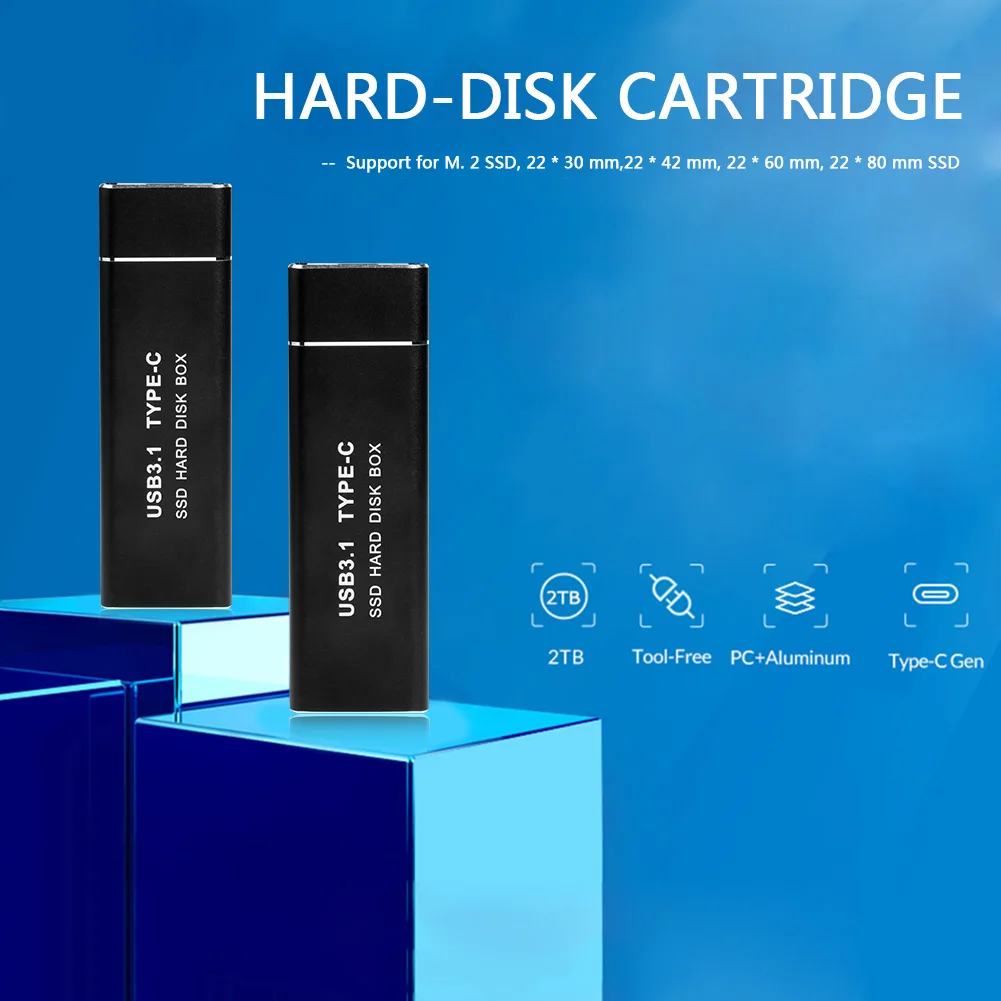 

NVME Hard Disk Drive Box USB3.1 Type-C External SDD Enclosure Aluminum Alloy SSD Hard Disk Box M.2 M Key PCIE NVME