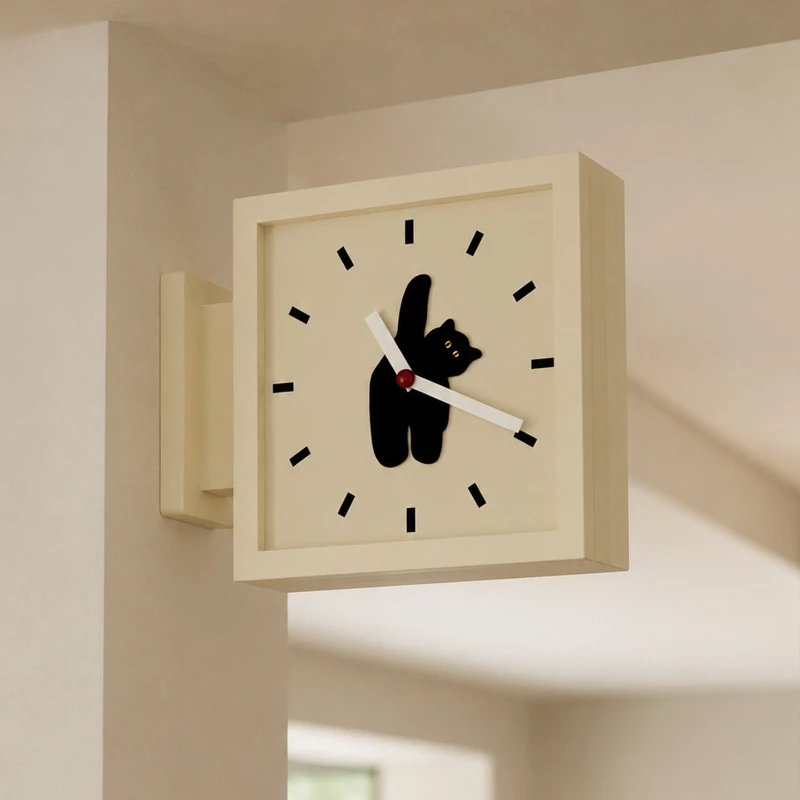 Hanging Corner Clock Indoor Luxury Cartoon Art Clock Corner Double Sided Wall Clocks Creative Living Room Watch Bedroom Decor