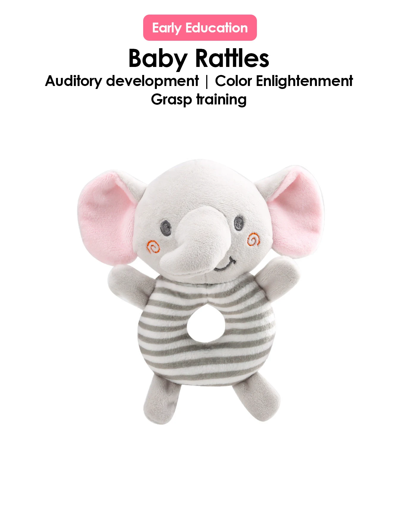 1 pz giocattoli per bambini 6 12 mesi sonaglio infantile giocattoli animali peluche infantile anello a mano letto giocattoli per neonato bambino precoce giocattolo educativo