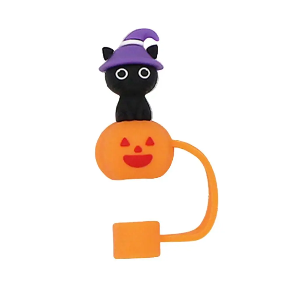 10mm Cute Halloween Straw Cap Splash-proof Reusable Straw Tips Cover Silicone Straws Accessories Straw Stoppers