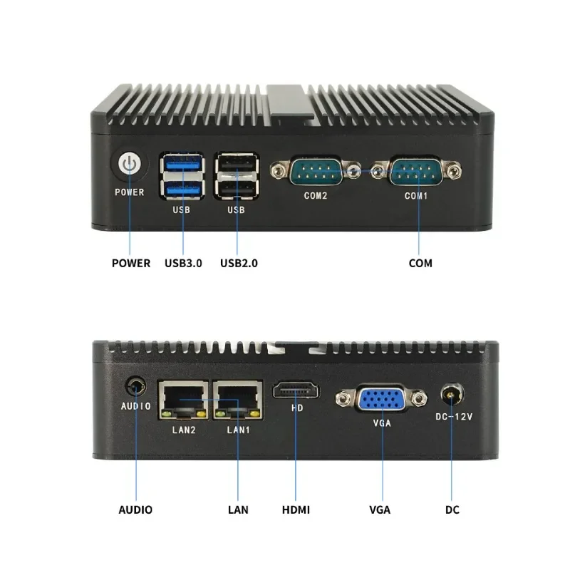 N2840 Mini Computer Host Fanless Industrial Control Computer Dual Network RS485 Dual Serial Linux