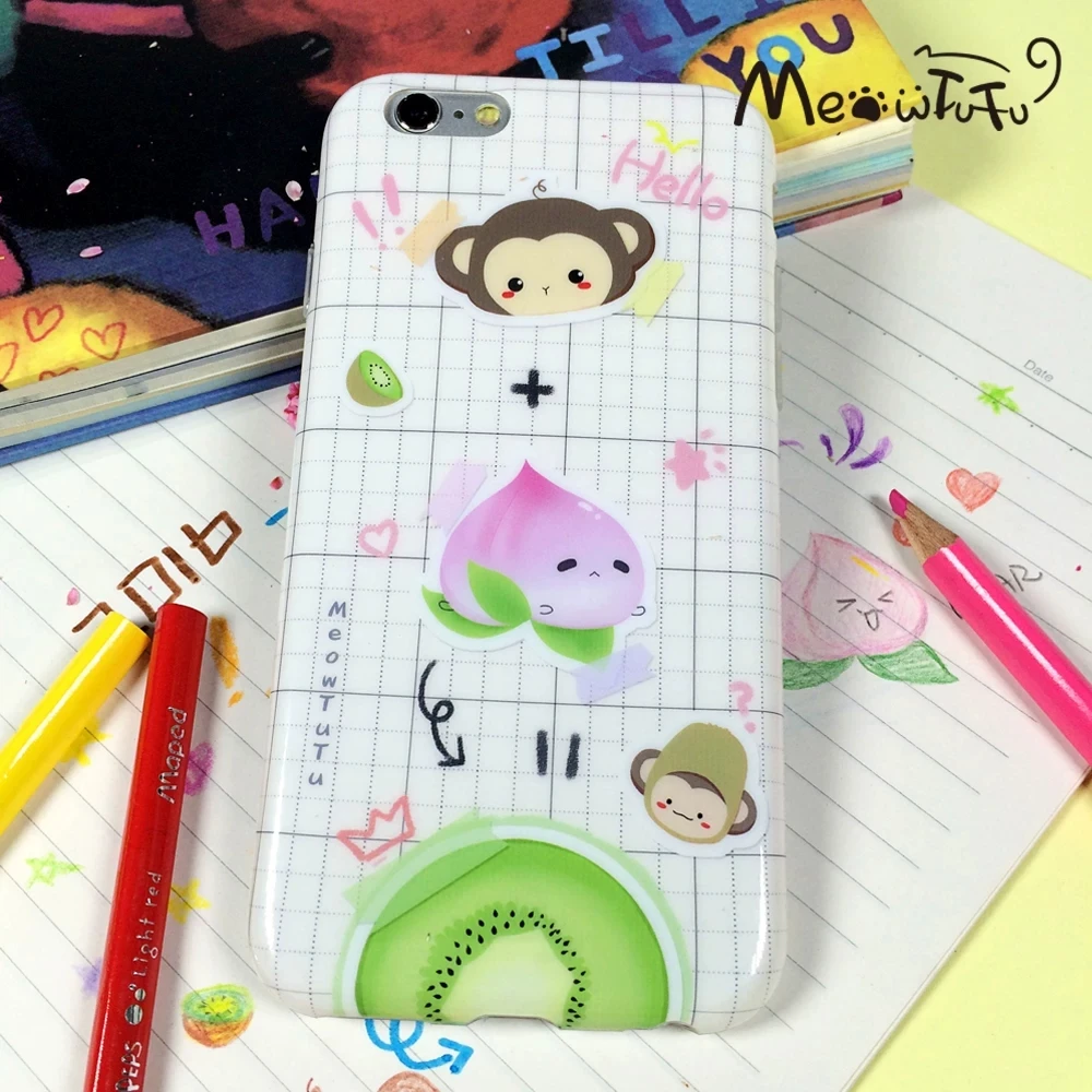 

Cute Monkey Peach Kiwi Kawaii White Jelly Phone Case For IPhone 17 16 15 14 13 12 11 Pro Max XS XR 8 7 Plus 17air 16e Y2K Cover