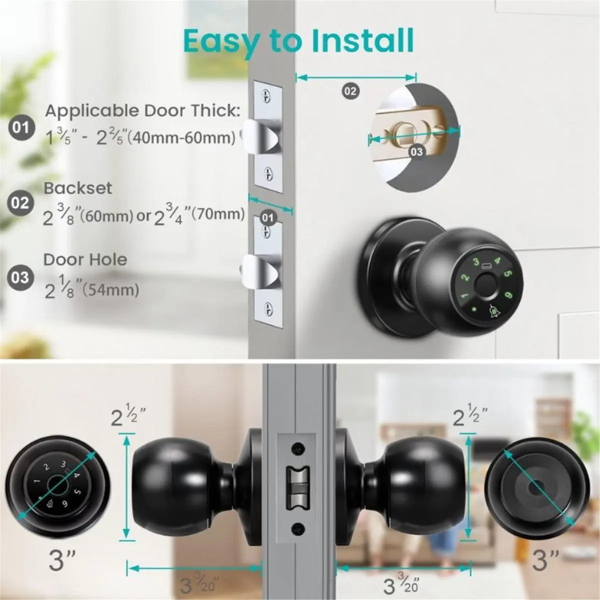

lucky Tuya Wifi Smart Door Fingerprint Lock Digital Keyless Door Lock Smart Door Handle Bedroom Lock Electronic Door Lock
