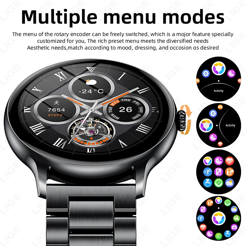 LIGE جديد الصلب ساعة ذكية الرجال النساء بلوتوث دعوة معدل ضربات القلب النوم مراقبة الصحة IP68 مقاوم للماء الرياضة في الهواء الطلق Smartwatch #6