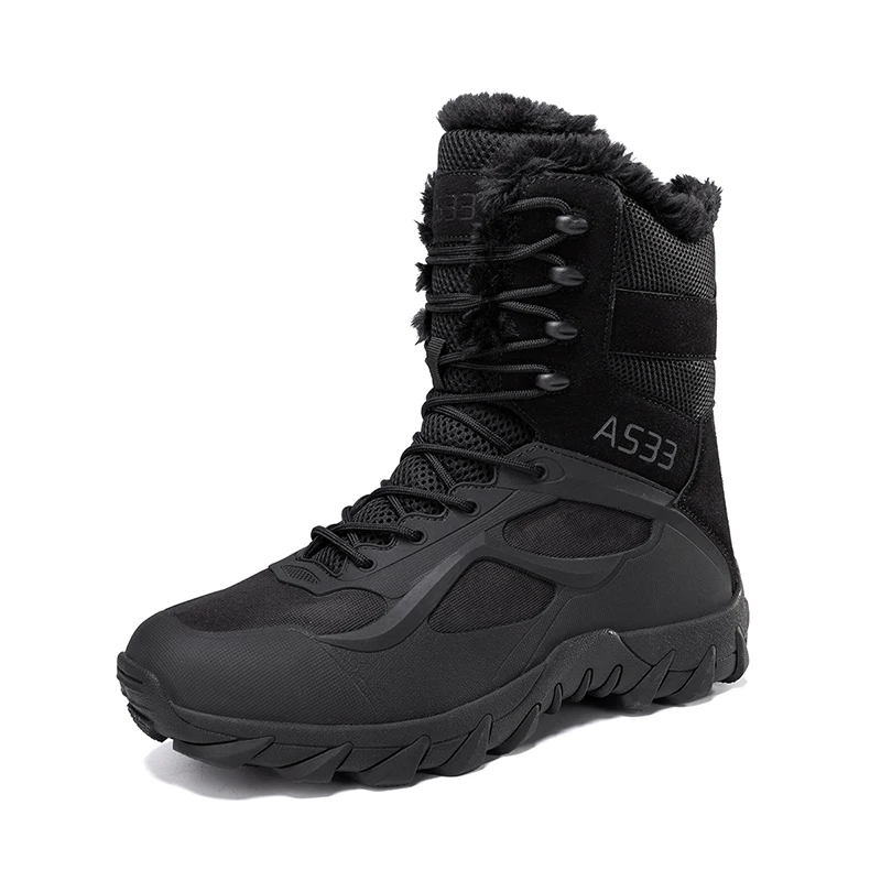 Men Winter High Top Snow Boots Fleece Lined Warm Non Slip Outdoor Hiking Walking Casual Footwear Plus Size