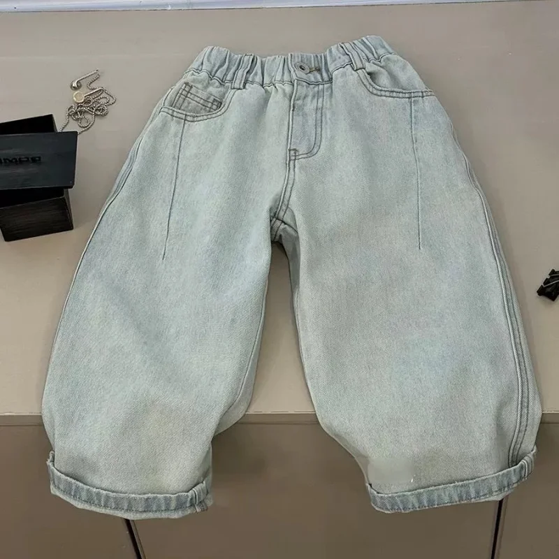 

2025 Boys' Jeans in Spring and Autumn, Mid To Large Children's Casual Pants, Handsome and Versatile, Boys' Pants, Street Style
