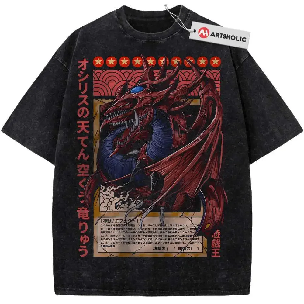 Yu Gi Oh Slifer the Sky Dragon T-Shirt Men Women O Neck Cotton Washed Anime T Shirts  Short Sleeve Tees Gift Tops Summer Tshirt