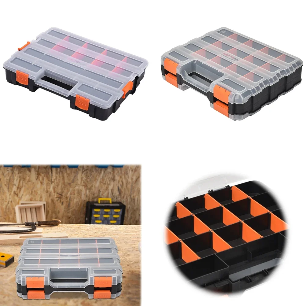 2 Side Tools Box Organizer Plastic Small Parts Storage Case Portable Tool Box Toolbox Container for Screws Nuts Nails Bolts