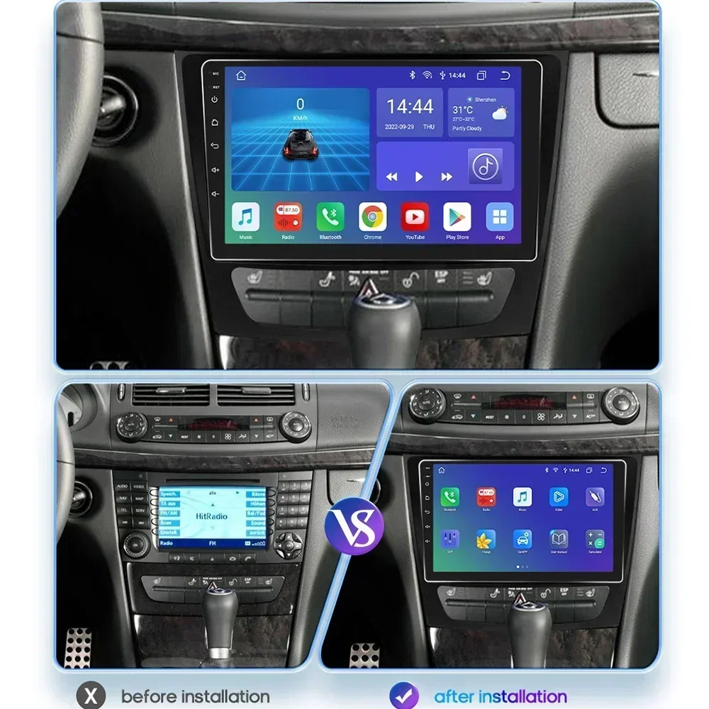 For Mercedes Benz E-class W211 E200 E220 E300 E350 E240 E270 E280 CLS CLASS W219 GPS 2 Din Android Auto Multimedia Video Player